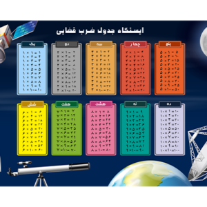 پوستر جدول ضرب با تم فضا و ستاره