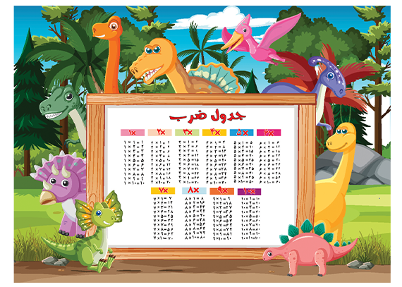 خرید جدول ضرب طرح دایناسورهای رنگی