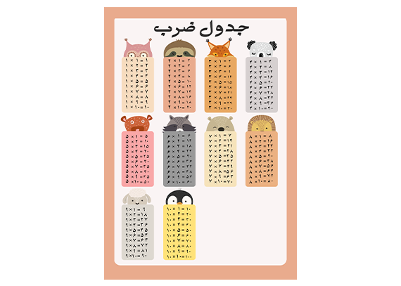 دانلود جدول ضرب طرح حیوانات کارتونی