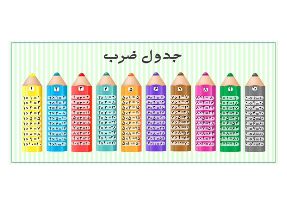 فایل لایه باز جدول ضرب مدادرنگی
